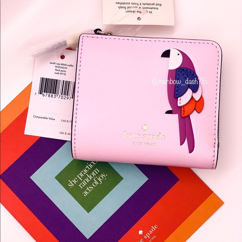 Kate Spade Flock Party small l-zip wallet
